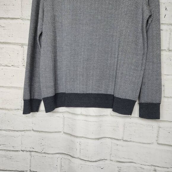 UNTUCKit Collared 1/4 Zip Sweater Mens Large Gray Extra Fine Merino Wool Casual - Picture 10 of 14
